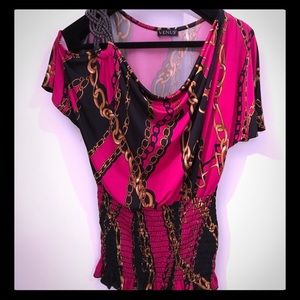 Braided, asymmetric shoulder blouse